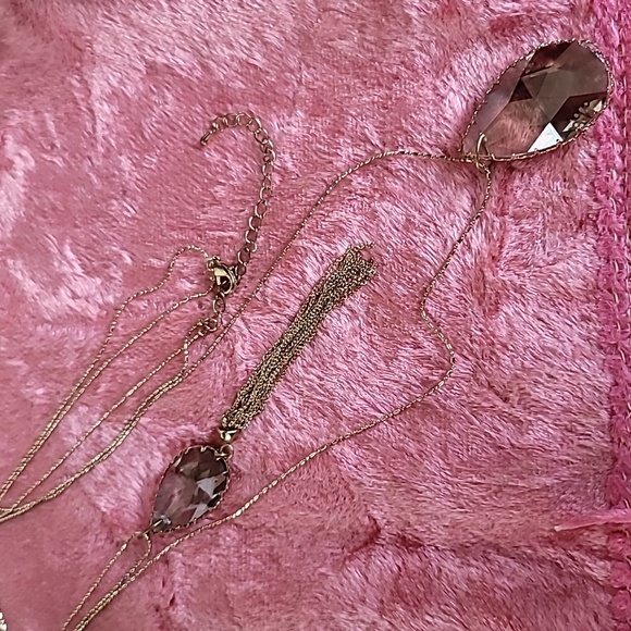 Elegant, Double Crystal, Long Necklace - Picture 4 of 8